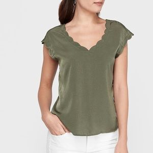 2 for $20 - Express Satin Scalloped Neck and Sleeve Top